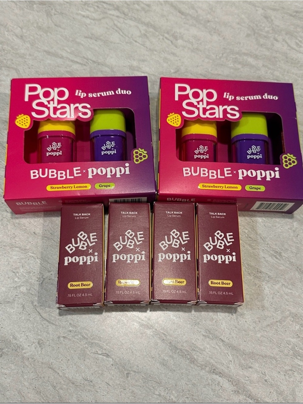 Pop Stars Bubble x Lip Serum Duo - Strawberry Lemon & Grape (Set of 2)